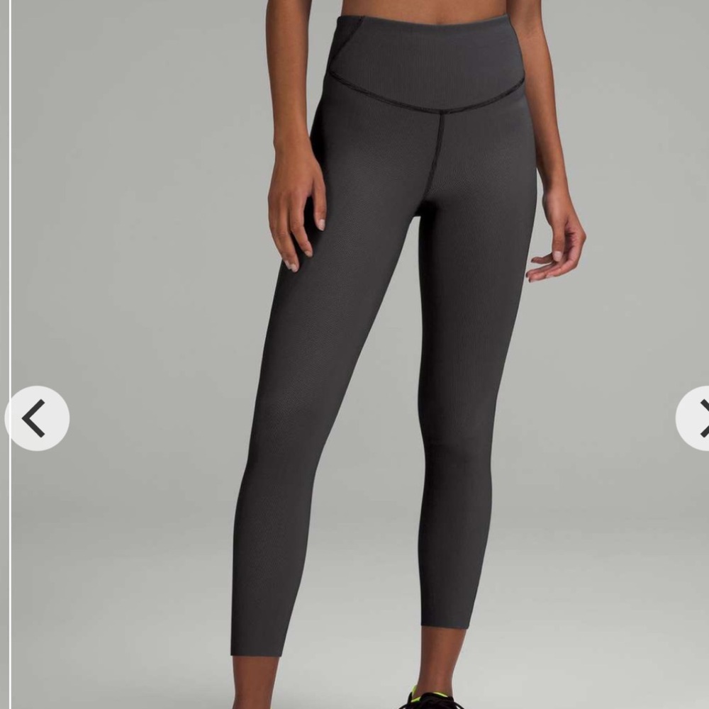 NWT  Lululemon Base Pace HR Tight 25” Tow/Tone Ribbed/ Black and Gull Grey
